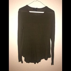 Olive colored curved hem long sleeve